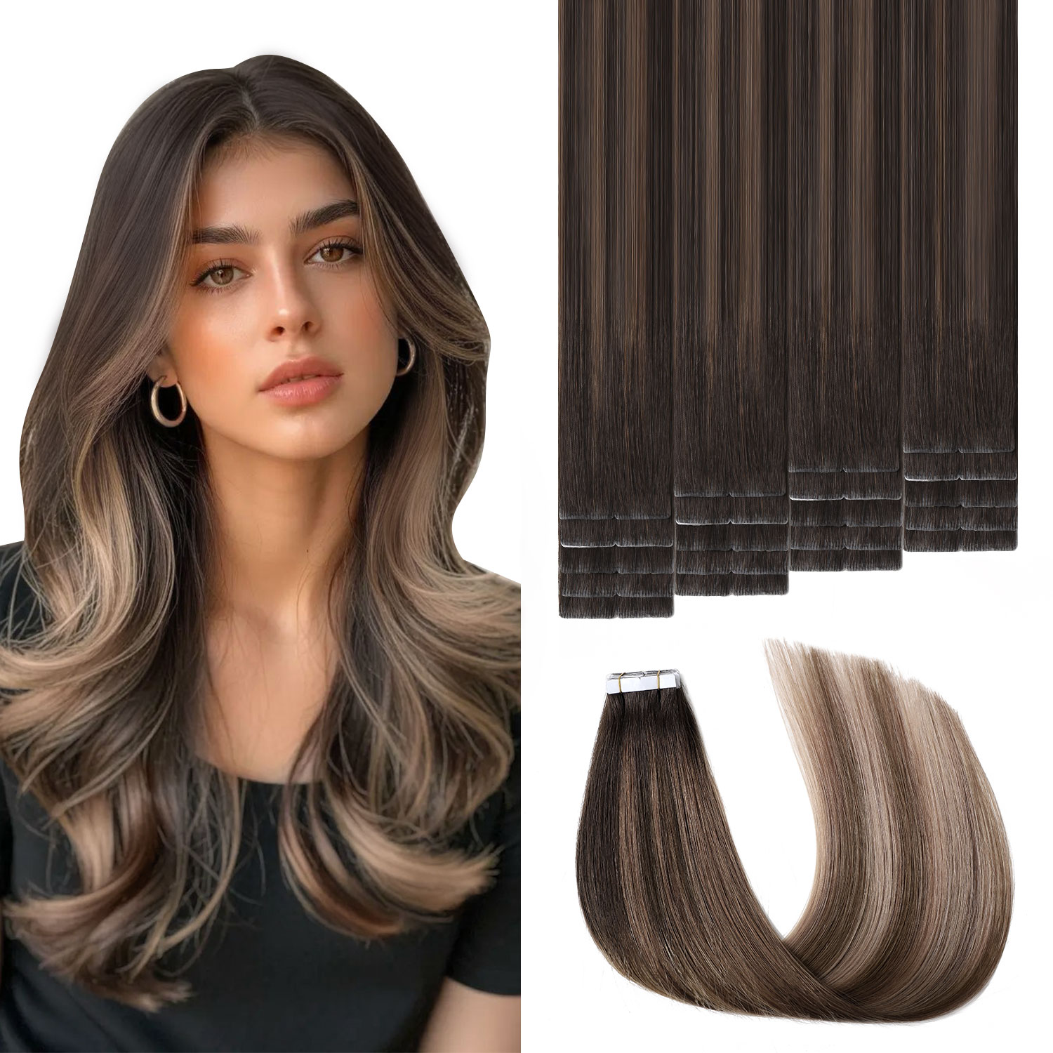 Invisible Tape In Extensions Real Hair - Sweetmet Unsichtbare Tape-Haarverlängerungen 20 Stück 14-22