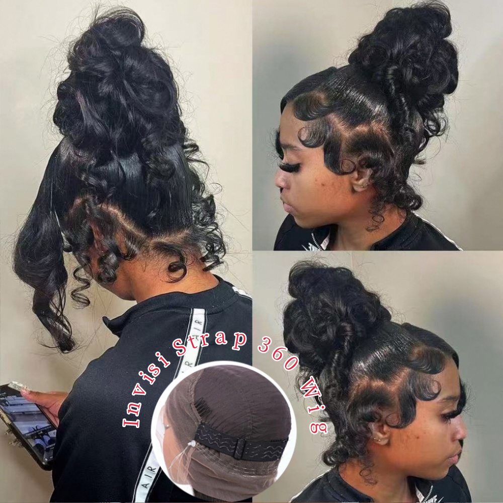 Lace Front Wigs - HD 360 Vollspitze-Perücke mit unsichtbarem Riemen,
