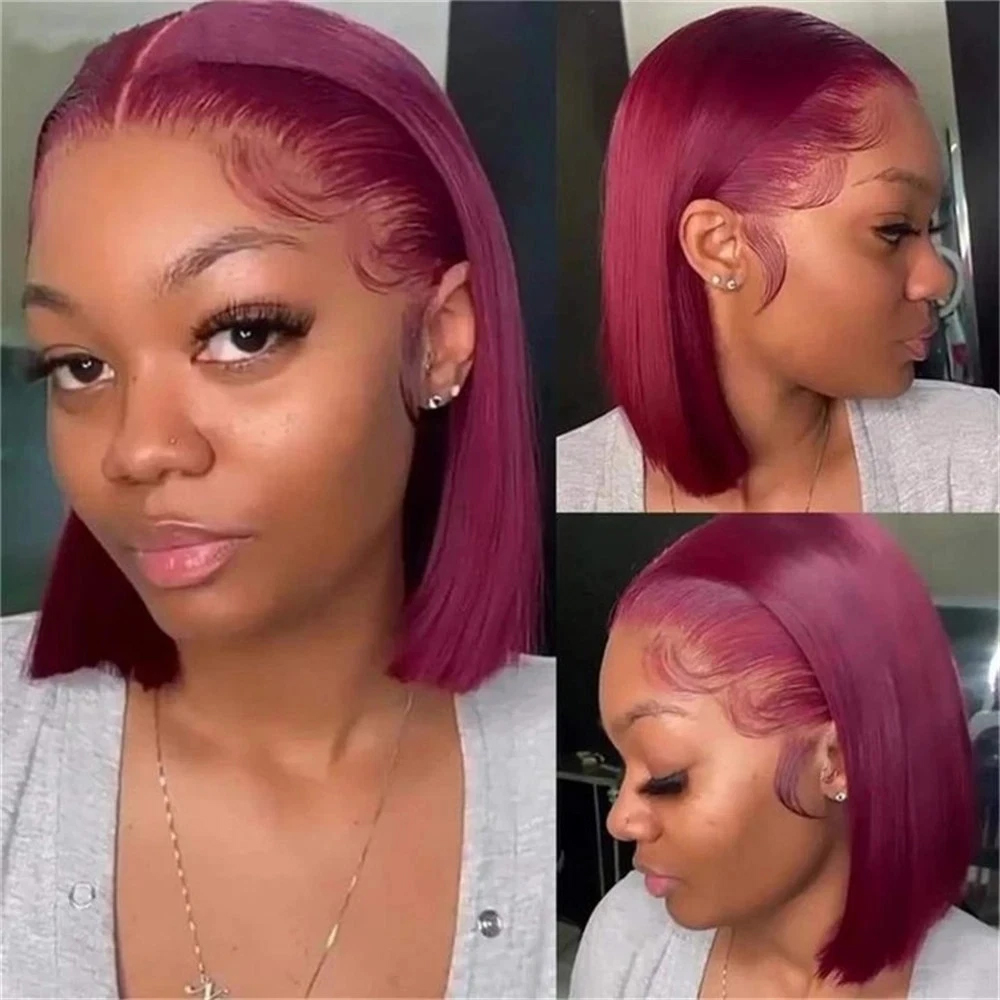 Farbe 99J, Burgunderrot, kurze – Pre Parted 13X4 Lace Front Bob Wig Bewertung und Preis
